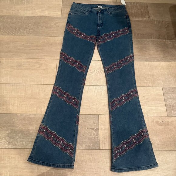 VENUS WOMENS EMBROIDERED JEANS BOOTCUT NEW SIZE 8 - Picture 2 of 14